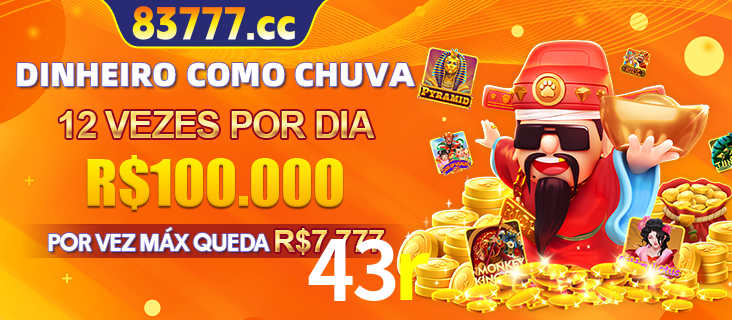 Banner do programa de recompensas Recomende para amigos do 43r, detalhando os bônus por convidar amigos, com prêmios que chegam a R$288.888.